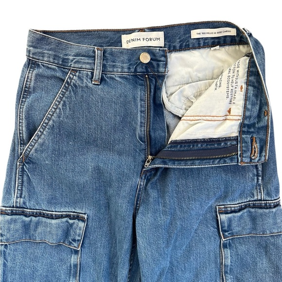 Demin Forum 90s Millie Hi-Rise Grunge Cargo Utility Medium Wash Relaxed Jeans - Picture 10 of 16